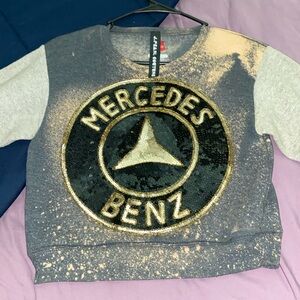 Custom Sequin Faded  Mercedes Benz Sweatshirt